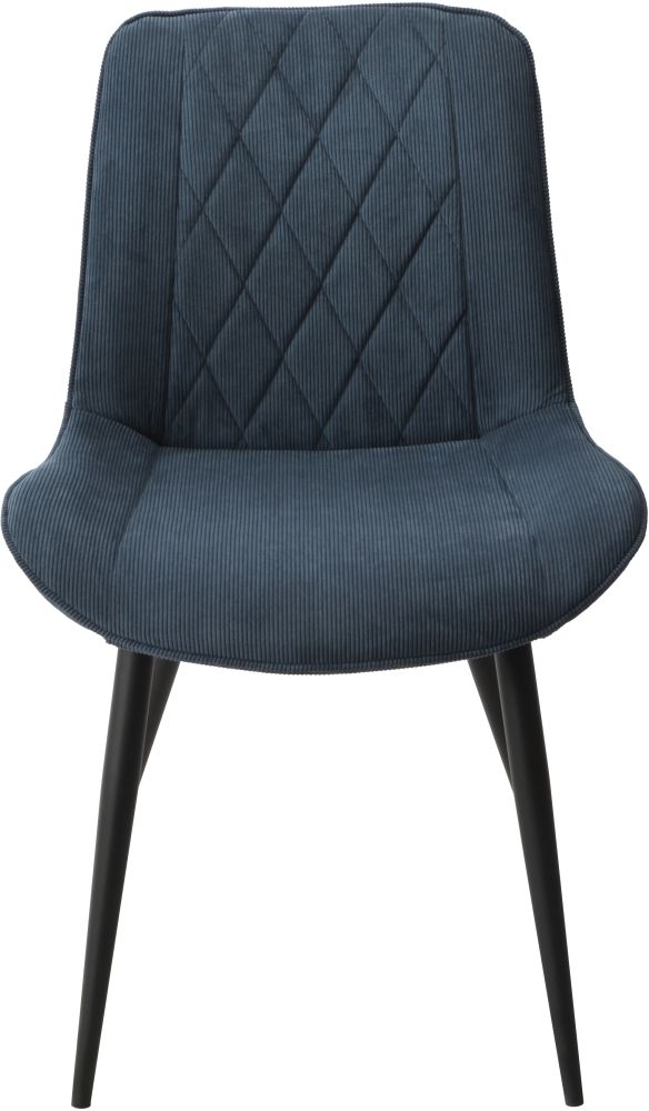 Product photograph of Laney Diamond Stitch Blue Cord Fabric Dining Chair With Black Tapered Legs Sold In Pairs from Choice Furniture Superstore.